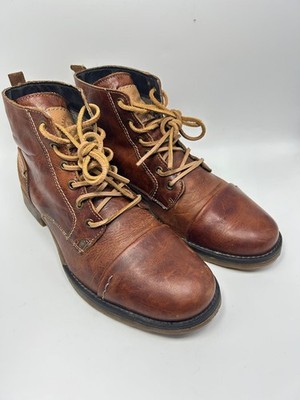 Bullboxer Delden Men`s Brown Leather Lace Up Cap Toe Ankle Boots Size 9 US/42 EU