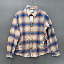 Goodfellow Co Mens M Plaid Flannel Shirt Jacket Heavyweight Standard Fit Blue