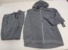 NWT Galaxy by Harvic Women's Fleece Sweatsuit Set Charcoal Gray Hoodie Joggers