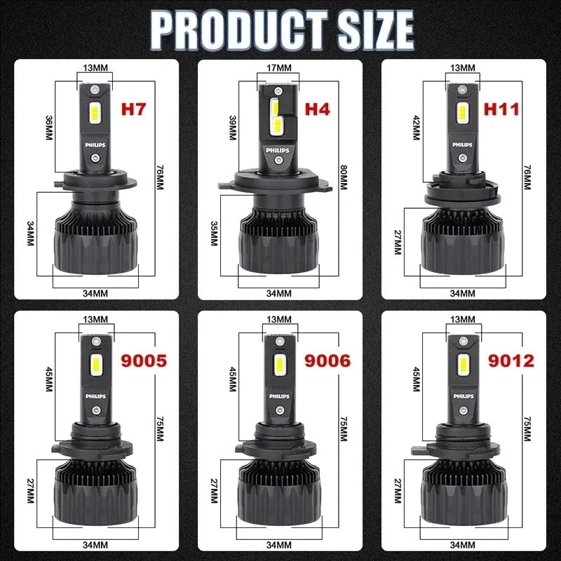 Philips Ultinon Rally LED Headlight Bulb H4 H7 H11 HB3 HB4 6500K 100W 9000lm - Image 2 of 4
