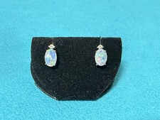 Vintage Petite 14k White Gold Black Opal Doub...