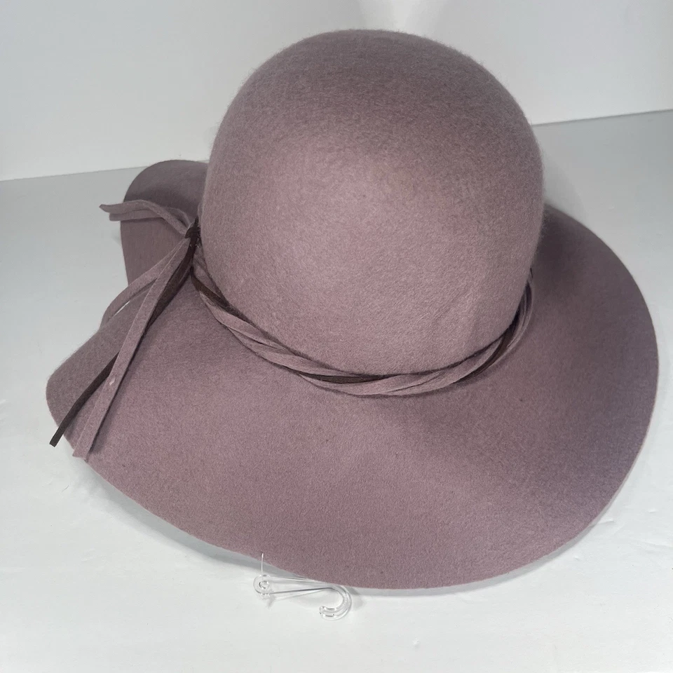 NUEVO Con Etiquetas APT.9 Malva Púrpura/Lavanda Sombrero Ala Floja con Lazo 100% Lana  Foto 3 de 4