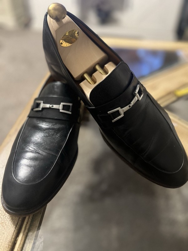 JOHNSTON & MURPHY - Leather Horse Bit Loafers Black Men 12M