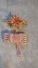 2 Vintage Faux Pearl Beaded Hair Clip Barrettes