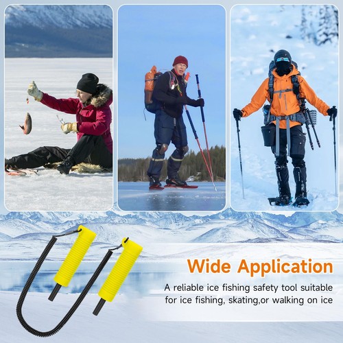 Retractable Ice Safety Picks Awls Ice Fishing Scoop Skimmer Spikes Stainless ... - Picture 5 of 7
