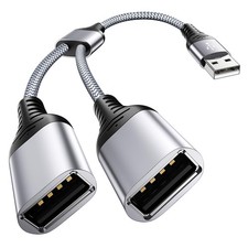 USB Splitter, USB 2.0 A Male to 2 Dual USB Female Jack Y Splitter Hub Power C...