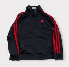 Adidas Track Jacket YOUTH Size 5 Black Red Boys Full Zip