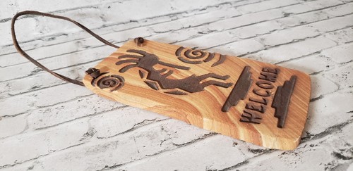 Thirstystone Cinnabar Welcome Sign Dancing Kokopelli Carved Stone Rock Wall Art - Picture 4 of 6