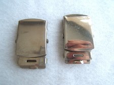 Vintage Military Web Belt Buckles Silvertone/Metal Set of 2
