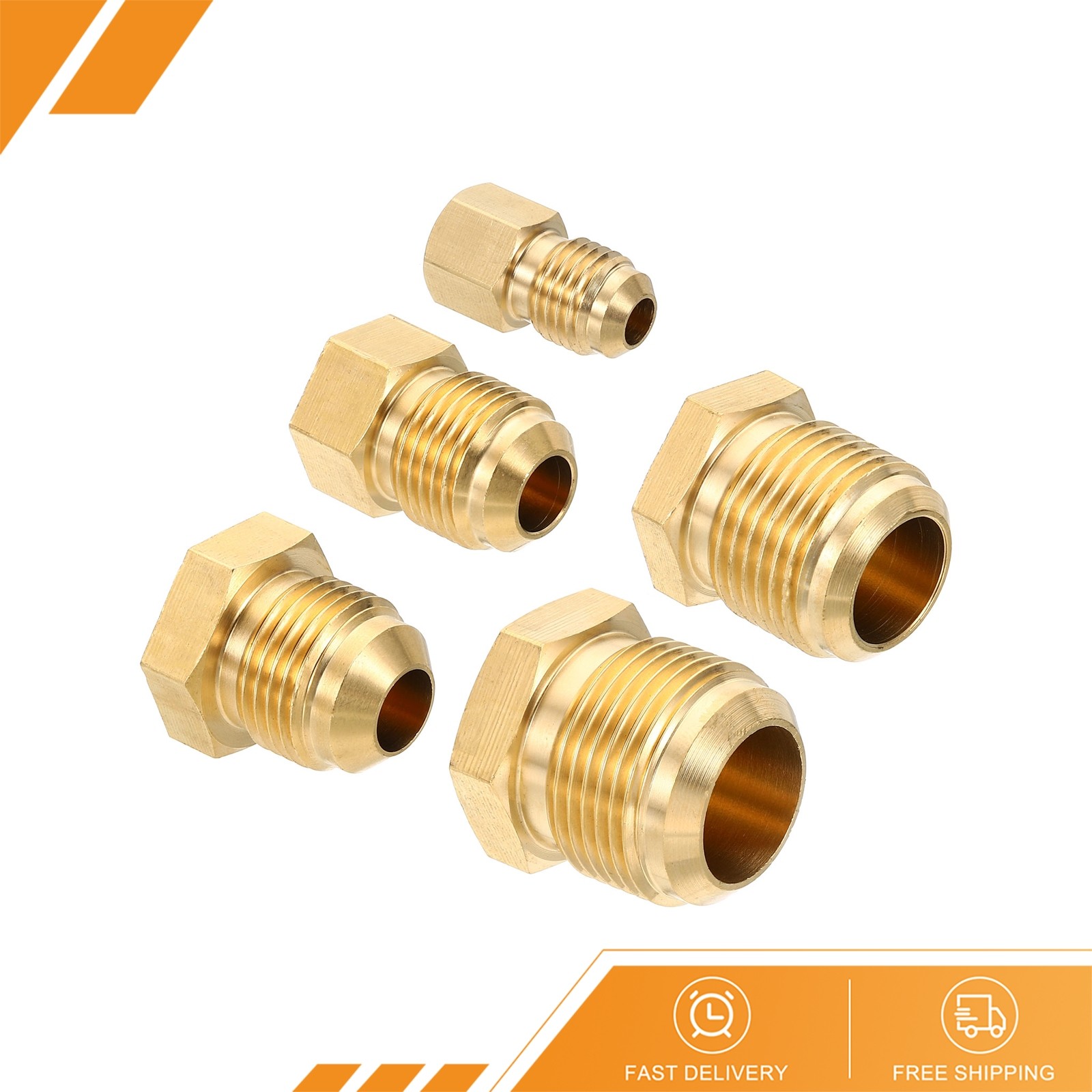 5Pcs Male 1/4", 3/8" 1/2" 5/8" 3/4" Brass Seal Plug SAE Flare Fitting 45 Degree