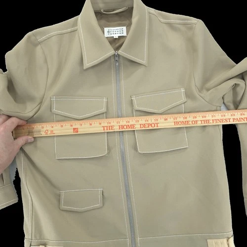 Maison Margiela Jacket Mens Large Khaki Zip Contrast Stitch Utility Made Italy image 5