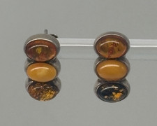 Vintage Silber 925 Bernstein Ohrstecker 5 g