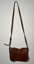 Fossil Brown Leather Flap Crossbody Shoulder Bag Golden Hardware