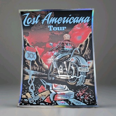 MGK - Machine Gun Kelly Lost Americana Tour Foil Poster Austin TX Signed  #1/20 