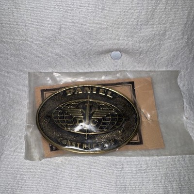 NWT Daniel Construction Promo Belt Buckle DC Logo Solid Brass Vtg 80s