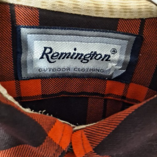 Vintage Remington rosso e nero flanella abbottonata M 100% poliestere made in USA - Foto 2 di 6