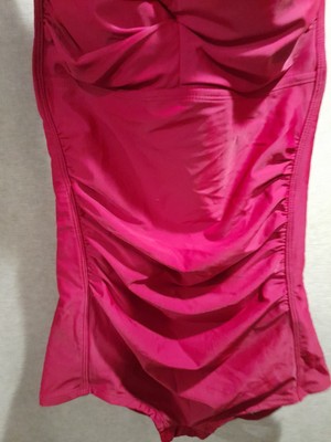 Mstuming Reto Bathing Suit. Red Haltor Top One Piece With  Shorts On Bottom 