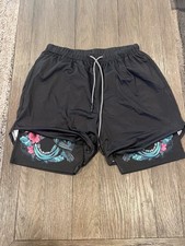 Mens 2 In 1 Compression Shorts Large Black