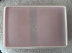 Vintage Tupperware 1421-7 Sewing Hobby Craft Snack Box Organizer Orange 4 Piece