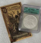 Bright! 2005 AMERICAN SILVER EAGLE + (Free Gold/purchase ) ICG MS69 .999 Fine