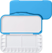 - Airtight Watercolor Palette with Lid, Blue, 18 Wells and 2 Mixing Areas, Em...