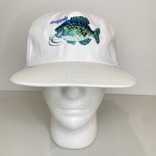 Vintage Crappie Fish Embroidered Snap Back Trucker Hat Mesh Fishing Fisherman