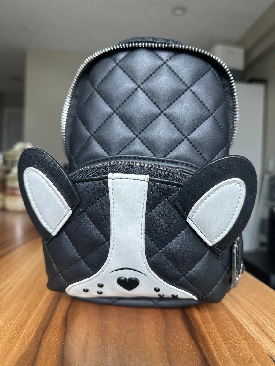 betsy johnson black heart backpack mini Teddy Clear PVC mini backpack Jewel embellishments Outside zipper pocket Top handle Silver hardware Adjustable straps 10.5inH x 8inW x 5inD BLACKPINK All-Over Print Heart Mini