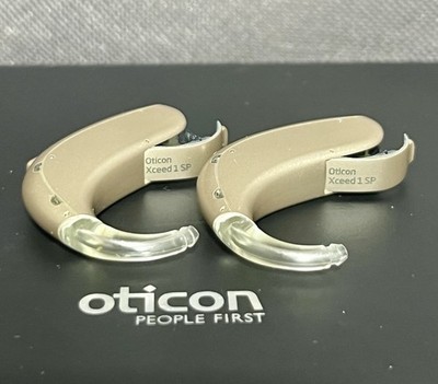Oticon XCEED 1SP (1 Pair of 1 Left/1 Right) -Work Well - Extra Batteries - Beige