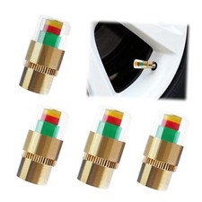 4 PCS Car Tire Pressure Monitor Valve Stem Caps, 3-Color Indicator Eye Alert