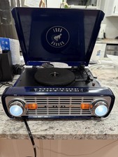 ION Bronco LP IT100 Blue Turntable w/ AM/FM Radio, Aux In, RCA Out
