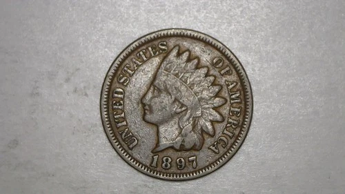 1897 Indian Head Cent Penny - VG Very Good - 19th Century - Free Shipping.