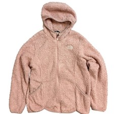 The North Face Girls Pink Oso Hooded Fuzzy Fleece Jacket Full Zip Size L 14/16