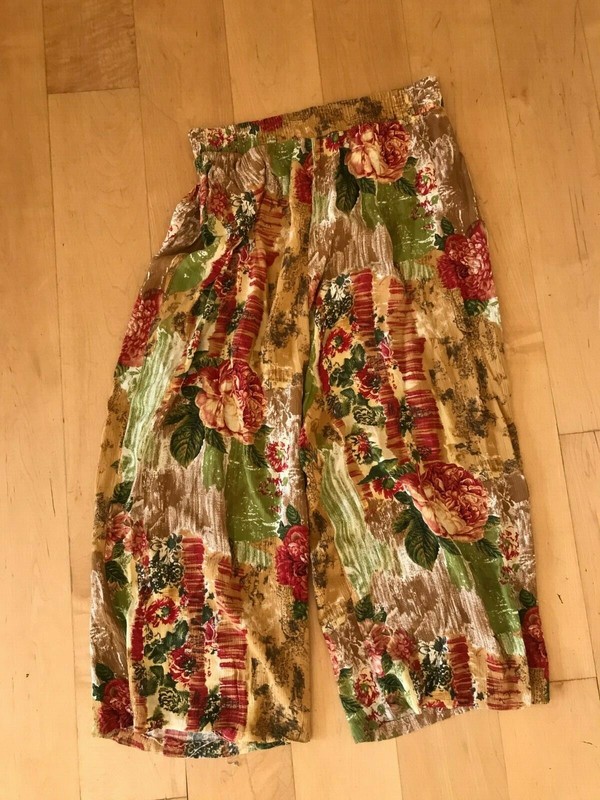 Melrose womens juniors floral rayon elastic waist pants small S