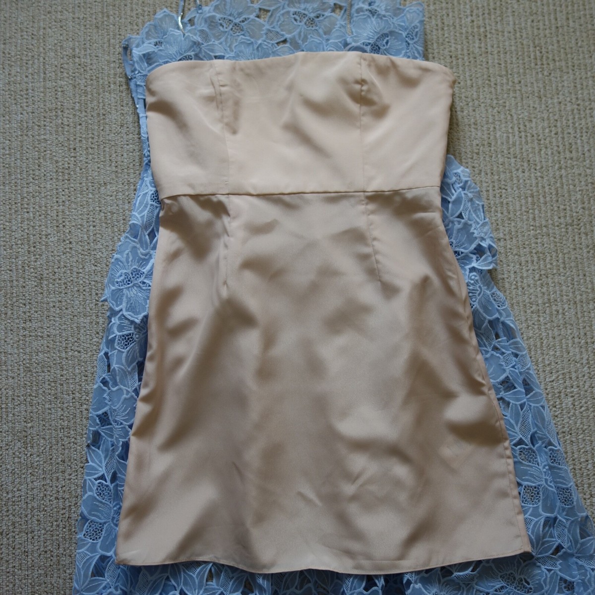 Self-Portrait Blue Crystal Organza Lace midi Dress UK10 US 6