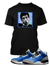 Scarface in Blue Tee Shirt Compatible  with   J's  3 Royal Sneaker Big Tall Sm