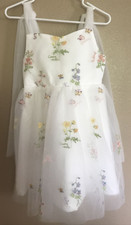GIRL'S SIZE 12 EMBROIDERED TULLE FLORAL FLOWER PARTY WEDDING DRESS-LAVETIR