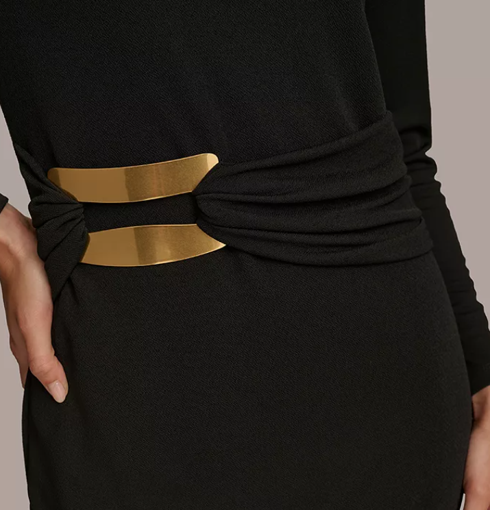 knee length dresses for ladies Long Sleeve Wrap Satin Midi Dress | Shirt Dress main image 1