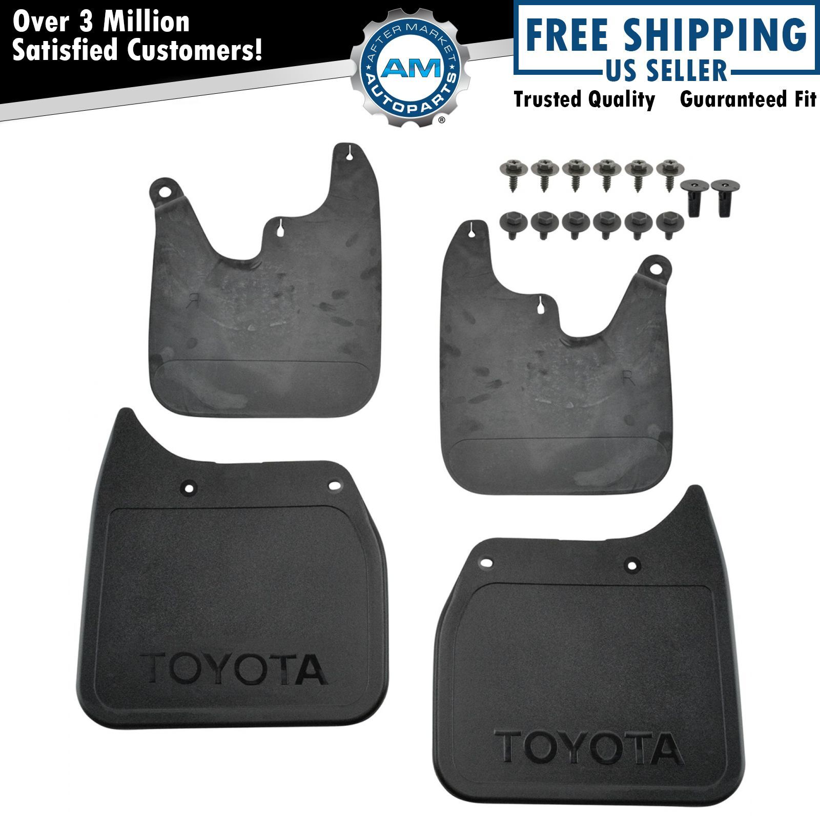 OEM 4 Piece Mud Flap Splash Guard Set Molded Black Plastic for Toyota