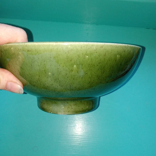 HAEGER vintage MCM pottery bowl Gorgeous Jade Green Planter Keys Nuts