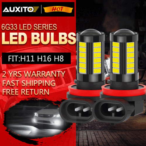 H9 H8 H11 100W HID White LED Headlight Fog Light Driving Bulbs DRL Super Bright - Picture 1 of 9