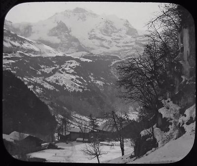 Glaszauber Laterne Dia ANSICHT JUNGFRAU BERG UM 1890 FOTO SCHWEIZ