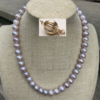 20'' 18'' Charming AAA 10-9mm natural south sea purple baroque pearl necklace