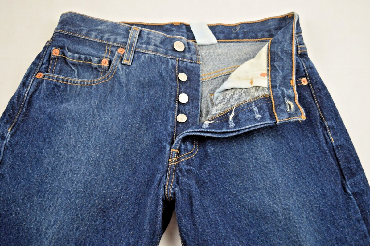 Levis 501 Button Fly Jeans W28 L27 VTG 2003 Indigo Blue Levis 501 Button Fly Jeans W28 L27 VTG 2003 Indigo Blue