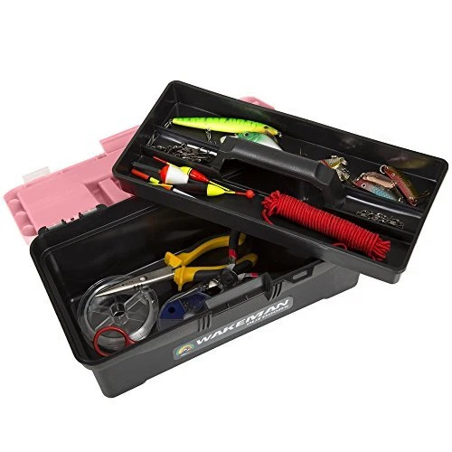 Wakeman Fishing Single Tray 55-Piece Tackle Kit, Pink