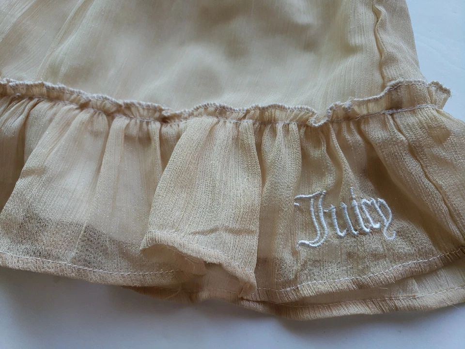 Vestido de bebé Juicy Couture de gasa dorado lunares y florecientes talla 12 meses Foto 2 de 4