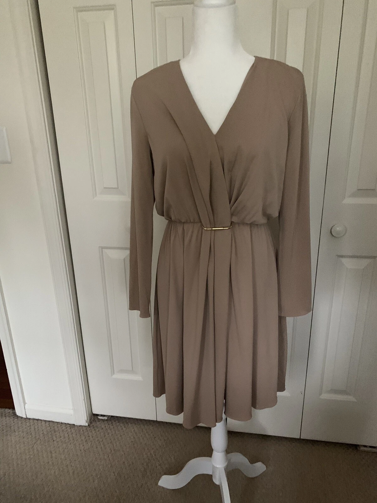 Lanvin — EUC Lanvin Tan Buckle Stretch Crepe Dress 40 / US 8 $1700