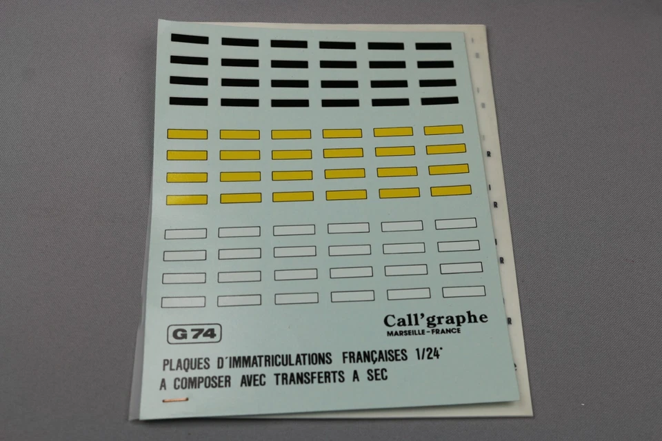 ZC2906 Call'graphe 1/24 decalcomanies G74 plaque immatriculation francaise - Photo 1/4