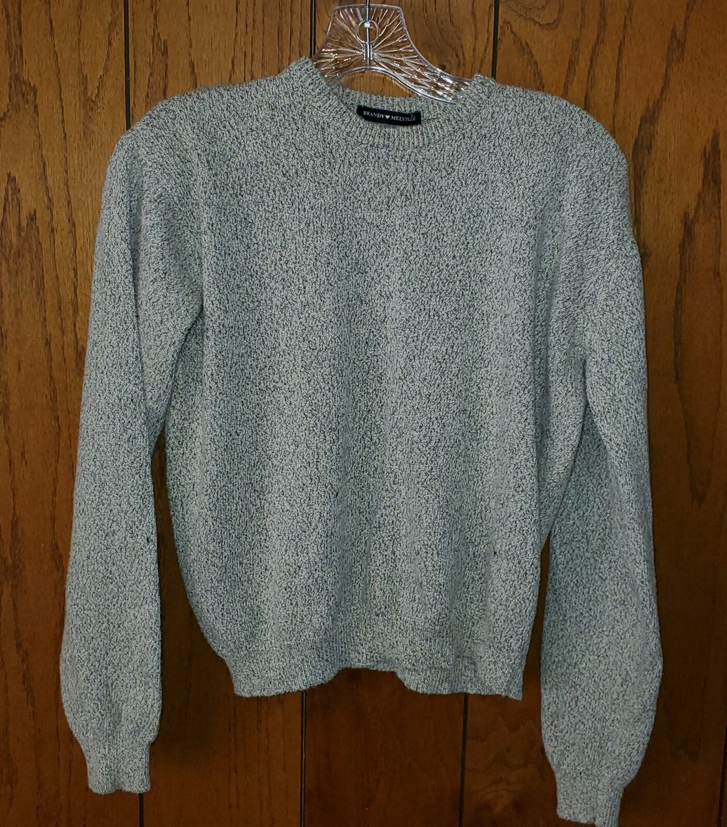 Brandy Melville Crew Neck Long Sleeve Pullover Sweater Grey One