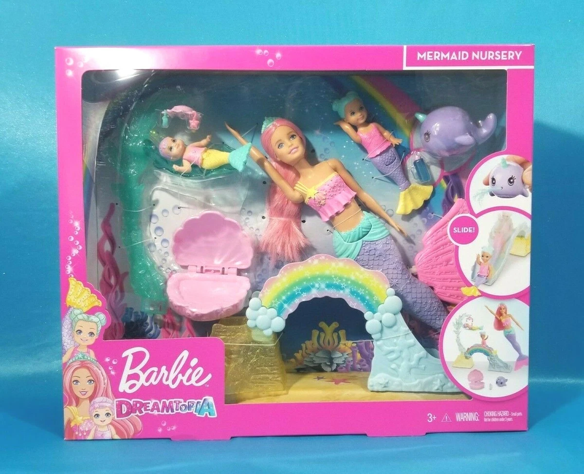 Barbie Dreamtopia MERMAID NURSERY PLAYSET and Dolls Merbaby EXCLUSIVE FXT25 NEW