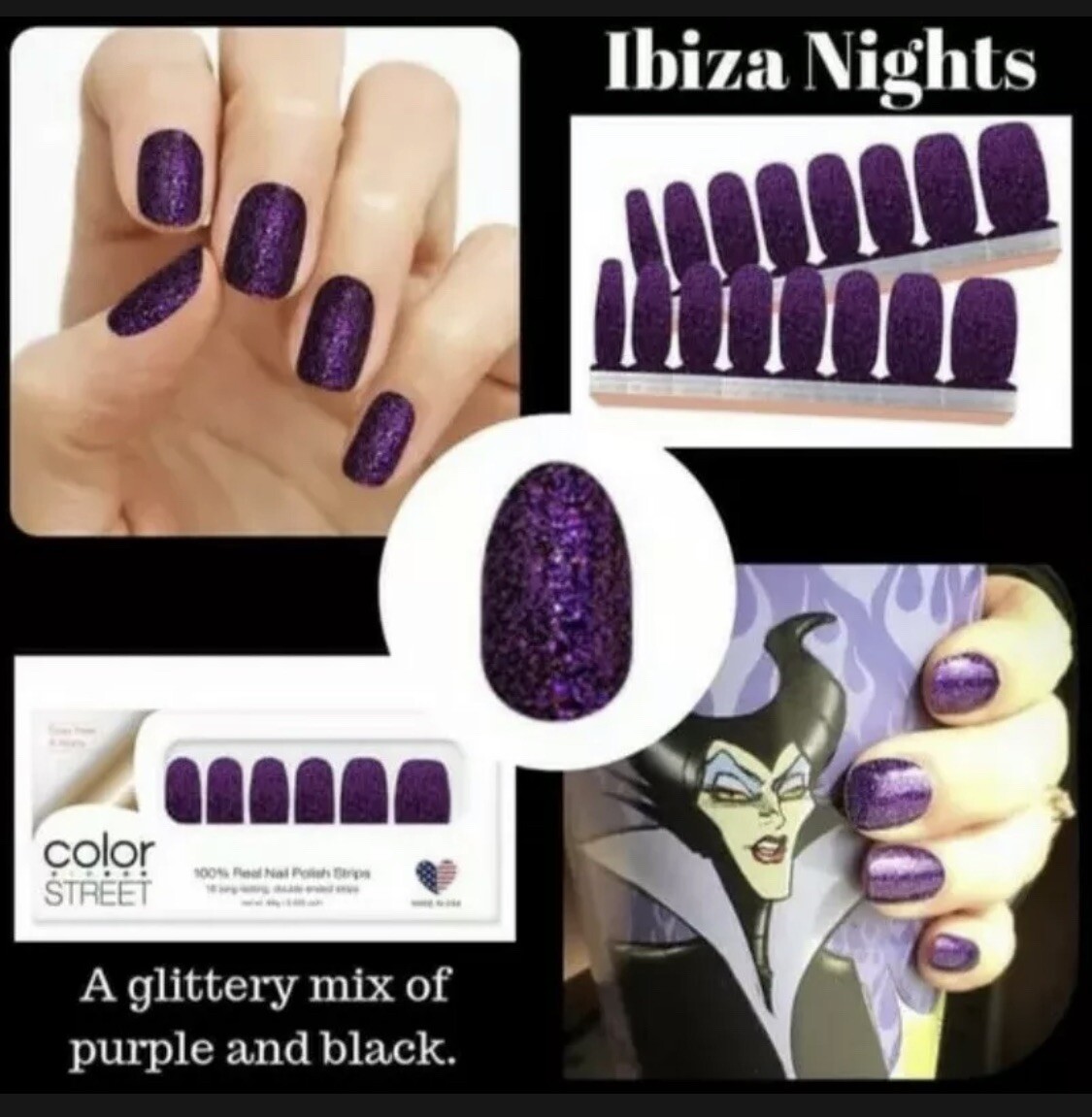 Color Street IBIZA NIGHTS Retired New Purple Glitter Nail Polish